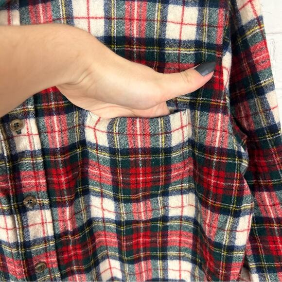 Vintage Men’s Pendleton Christmas Red Plaid Wool Button Down Flannel Shirt L - Picture 7 of 10